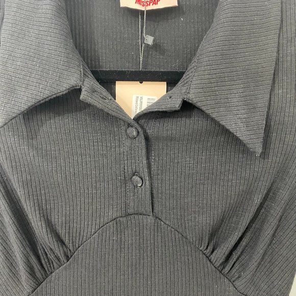 Premium Ribbed Collared Midi Dress - Picture 5 of 5